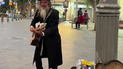 Old Man Singing song Jerusalem Israel