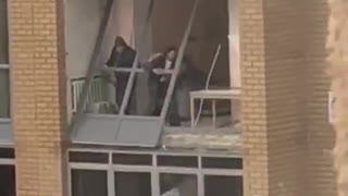 Window Frame Falls From Eighth Floor