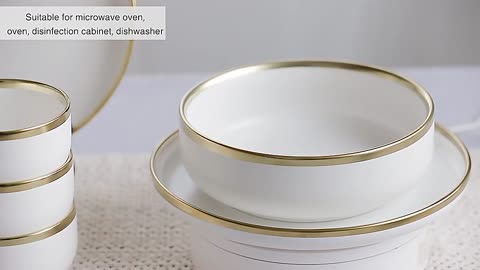 Gold Rim Ceramic Plate Set Salad Plates And Bowls Ceramic Tableware Dinner Plate