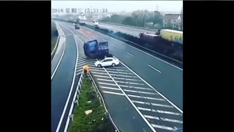 Dangerous accident scene