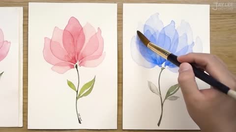 Quick learning - layered petals - watercolor painting technique, easy to learn!9