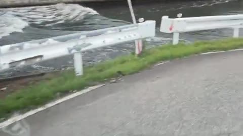 Tsunami waves are already travelling up waterways in Ishikawa prefecture In Japan