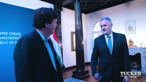 Tucker met the President of Serbia, Aleksandar Vučić, at the Serbian Embassy in Budapest