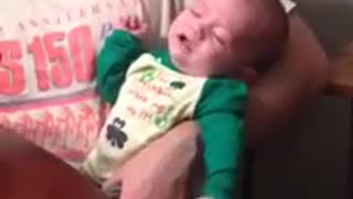 Baby literally cries himself to sleep