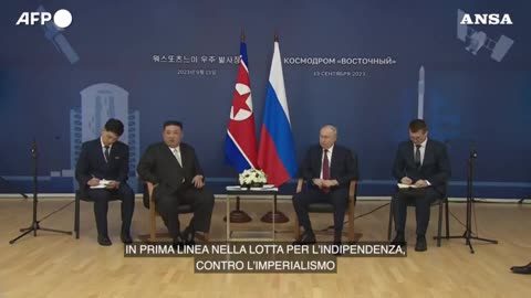 Kim Jong-un leader della Corea del Nord:"Siamo con la Russia contro l'imperialismo americano e dei suoi alleati LGBTQ🏳️‍🌈 nella sua guerra santa contro l'Occidente e l'Ucraina"L'incontro con il presidente Putin