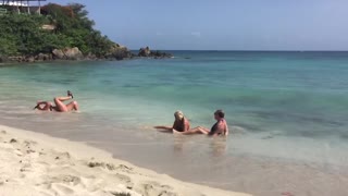 Cartwheeling Women Crash Into Each Other On Beautiful Beach