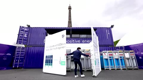 Eiffel Tower lit up with hydrogen-generated electricity