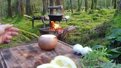 making food in the forest