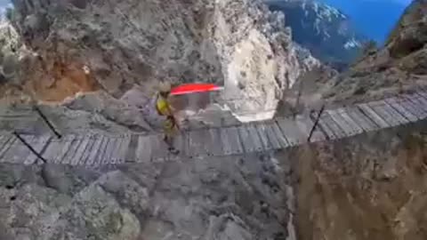 An Italian climber in solidarity with Palestine in the breathtaking Dolomites mountain range