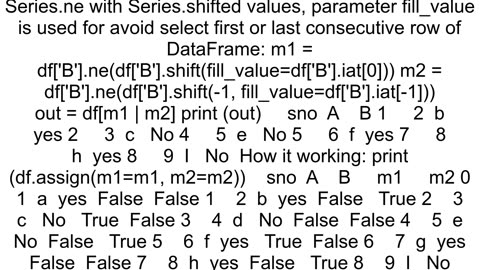extract rows with change in consecutive values of a column from pandas dataframe
