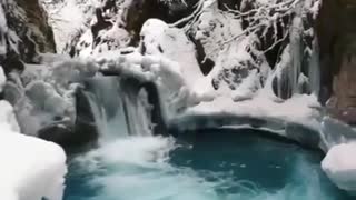 Wonderful look of icy waterfalls
