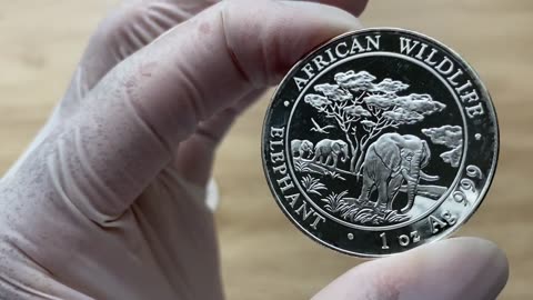 2012 Bavarian State Mint, African Wildlife Series: Somalia Elephant 1oz Silver BU Coin