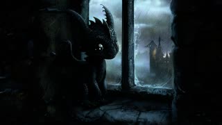 Echoes of Thunder: Baby Dragon in a Moody Gothic Castle | ASMR Animal Ambience | Sleep 🌙