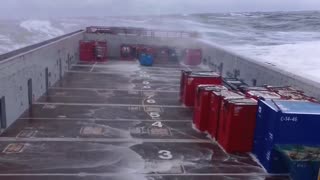 North Sea Waves Batter Ship