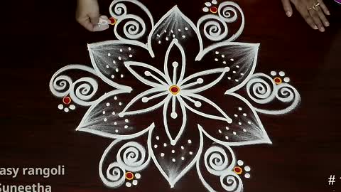 2 beautiful Doorstep rangoli designs Easy & simple kolam by Suneetha daily muggulu