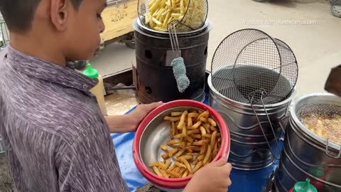 15 Years Old Hardworking Kid Selling FRENCH FRIES 🍟 Street Food Afghani Fries Recipe Making