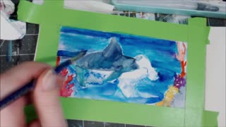 Watercolor Painting A Hammerhead Shark - Shark Week 2024