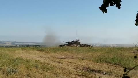 ATGM missile hits a Russian tank