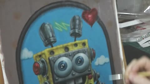 Sponge Todd Iron Pants | Cyberpunk Sponge Bob Painting
