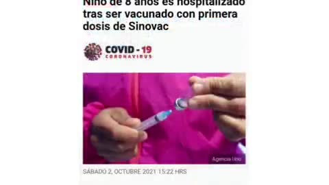 Niño chileno de 8 años grave tras Inoculación con Sinovac + Vacuna Adicional