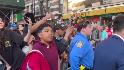Kids In NYC Yelling We Love You Trump!