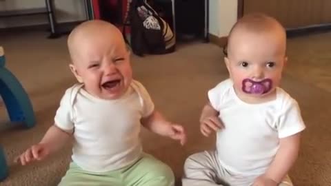 twin baby fight over pacifier