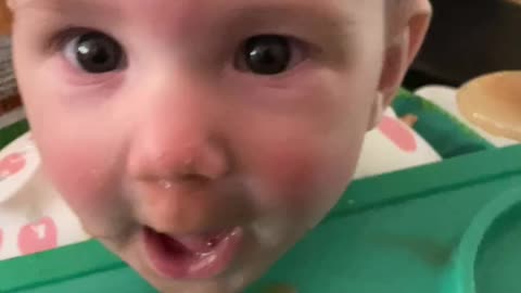 Hilarious baby trying food for the first time