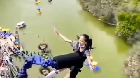 Girl Jumping Bungi Jumping Girl Falling