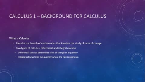 Calculus 1 - Background For Calculus