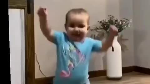 Cute baby laughing dance