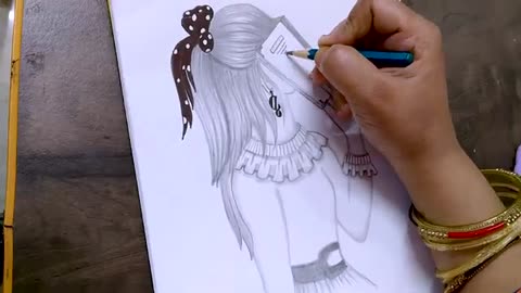 Beautiful Girl Drawing || Girl With Book Sketching