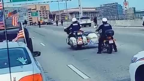 Yesterday - American freedom convoy was met with a big police presence in DC