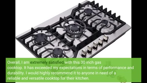 30 Inch Gas Cooktop, Built-in Stainless Steel 5 Burners Gas Stovetop LPG/NG Convertible