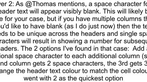 How do I create an Excel table with a blank header