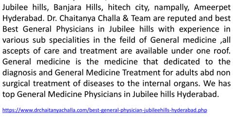 General Physician in Jubilee hills