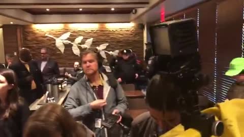 Protesters chanting inside Philadelphia Starbucks