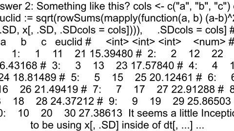 Euclidean distance from arbitrary number of columns