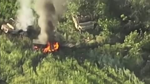 The consequences of the failed Russian assault - burning Chinese golf carts