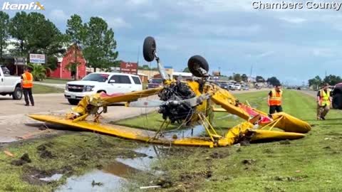 Biplane Crash on a Texas Highway