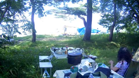 campamento en el lago inawasiroko. 猪苗代湖無料キャンプ場