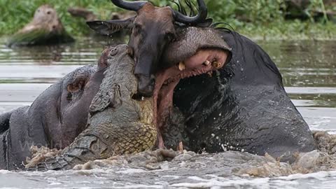 best - Hippo! The crocodiles save the attacking animals