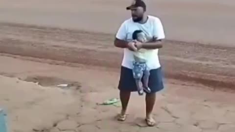 Father saves baby last minute