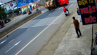 Truck Crashes into Bus