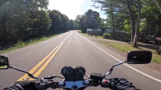 A motorcycle ride on a beautiful northern Wisconsin road.