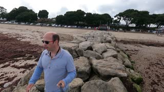 Walking in rocks on the beach