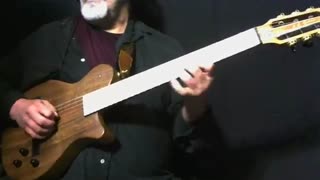 Clip from funk scat solo in Gm with an LC Guitars classical midi guitar & Roland GR-55