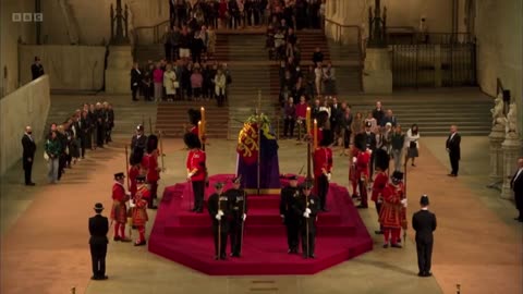 NOW - Royal guard at the Queen's coffin has collapsed
