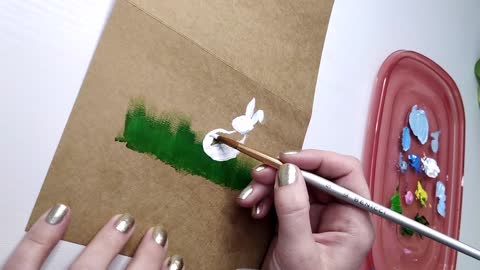 Handmade Easter card process using acrylic paint