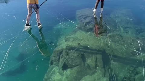 Glassy ice with big boulder 😳❤️of like snorkeling 🤭😘