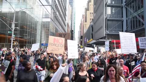 The Sleeping Giant Awakens! Epic Footage:Massive Protest Through NYC Against Vaccine Mandates!